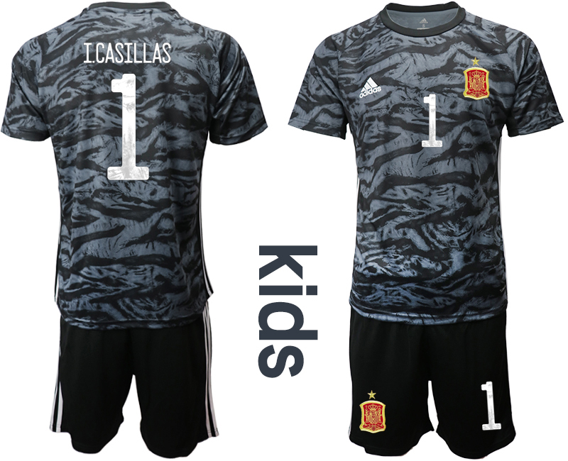 2021 European Cup Espana black Youth goalkeeper #1 soccer jerseys